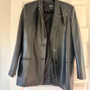 Zara Faux Leather Blazer